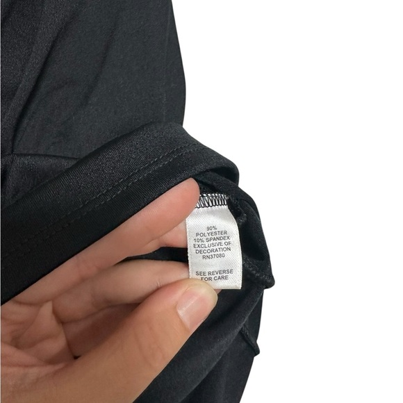 Vintage Y2K Embroidered Sheer Black Wide Shoulder Tank Top | Black | Size XL - Picture 4 of 6